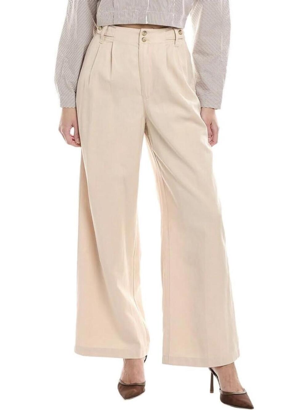 Madewell Women's Beige High-Waist Wide Leg Pants Size 0